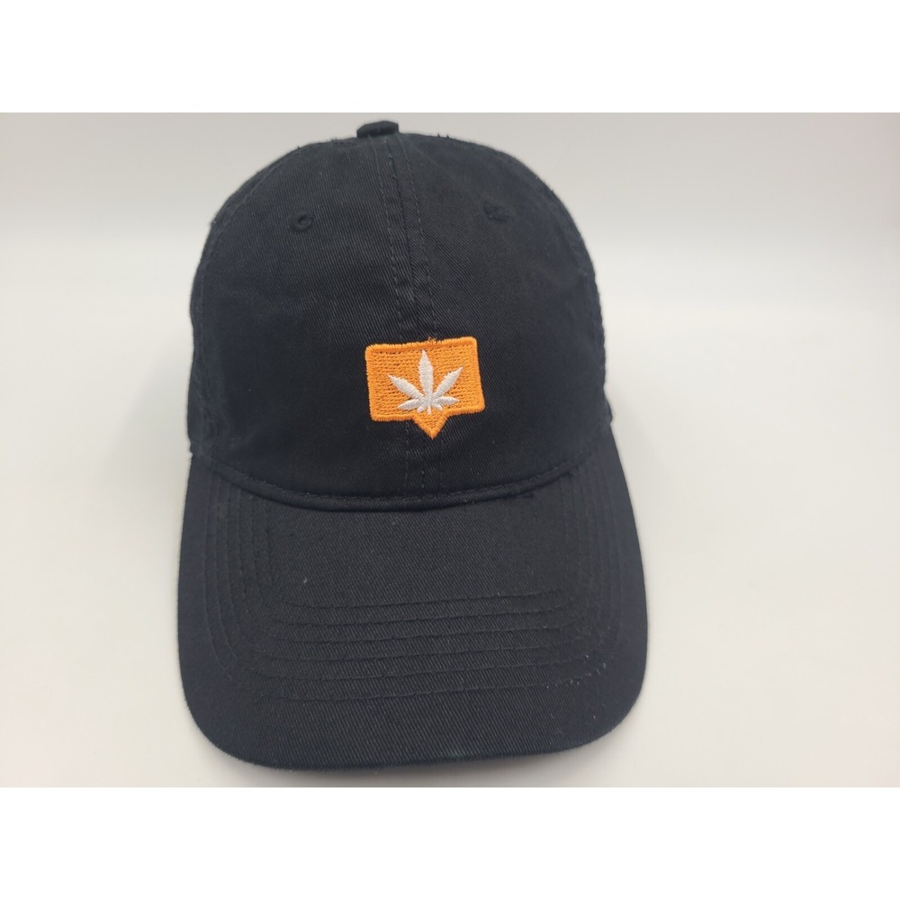 Marijuana Leaf Strapback Adjustable Hat Cap Cannabis Dad Men Women Black Orange